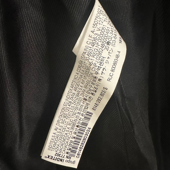 Zara Gray White Herringbone Single Snap Faux Pocket Mid Length PeaCoat Womens S - Picture 10 of 12